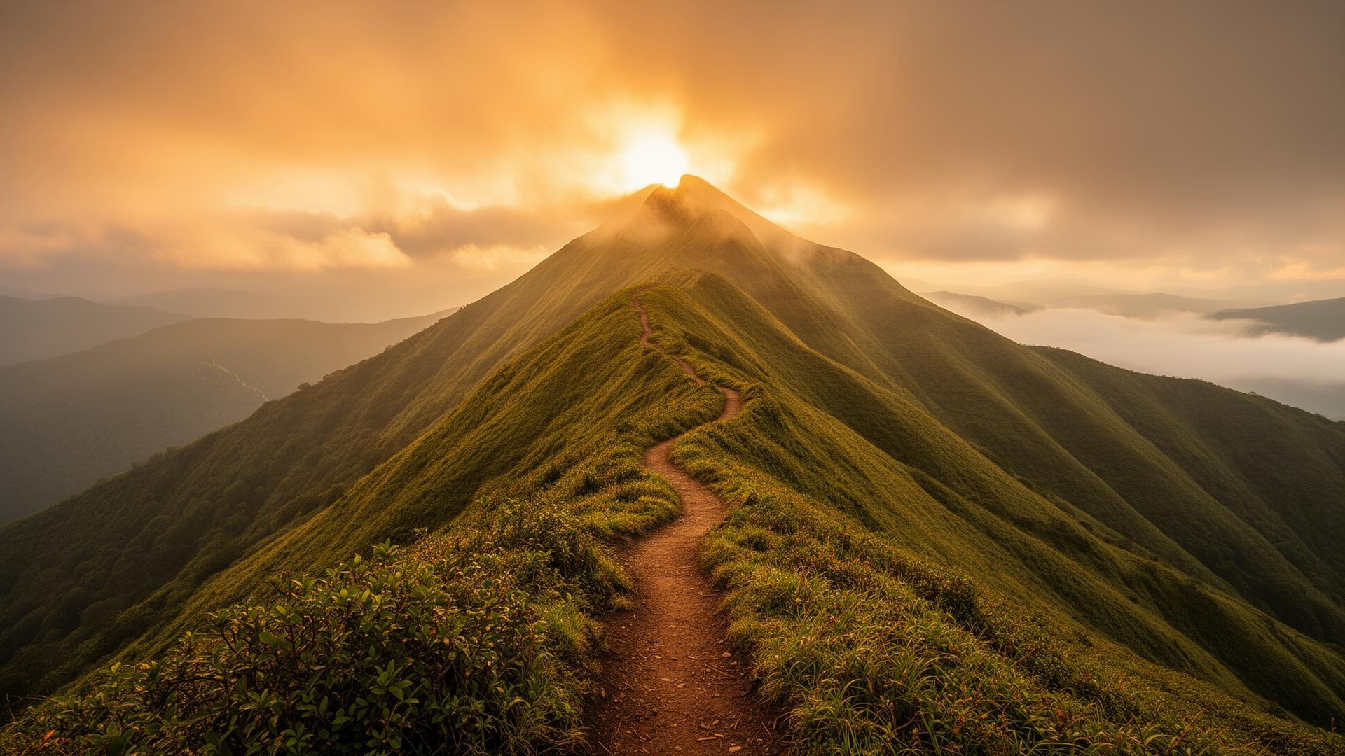 Mountain summit trail at golden hour — the Decision Elevation Journey